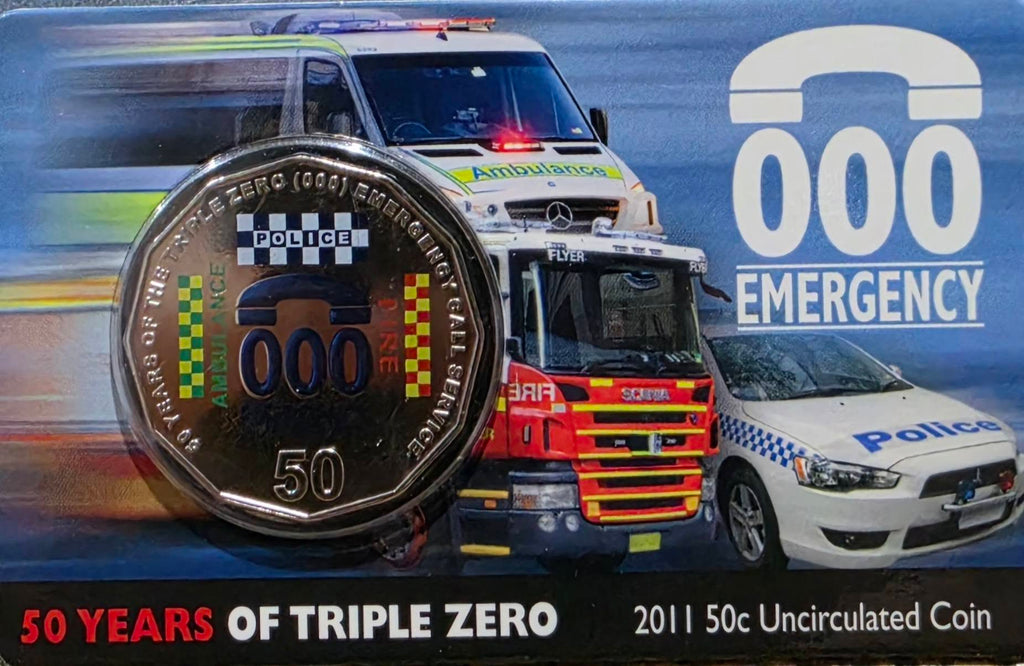 000 Emergency services Carded 50c Coin