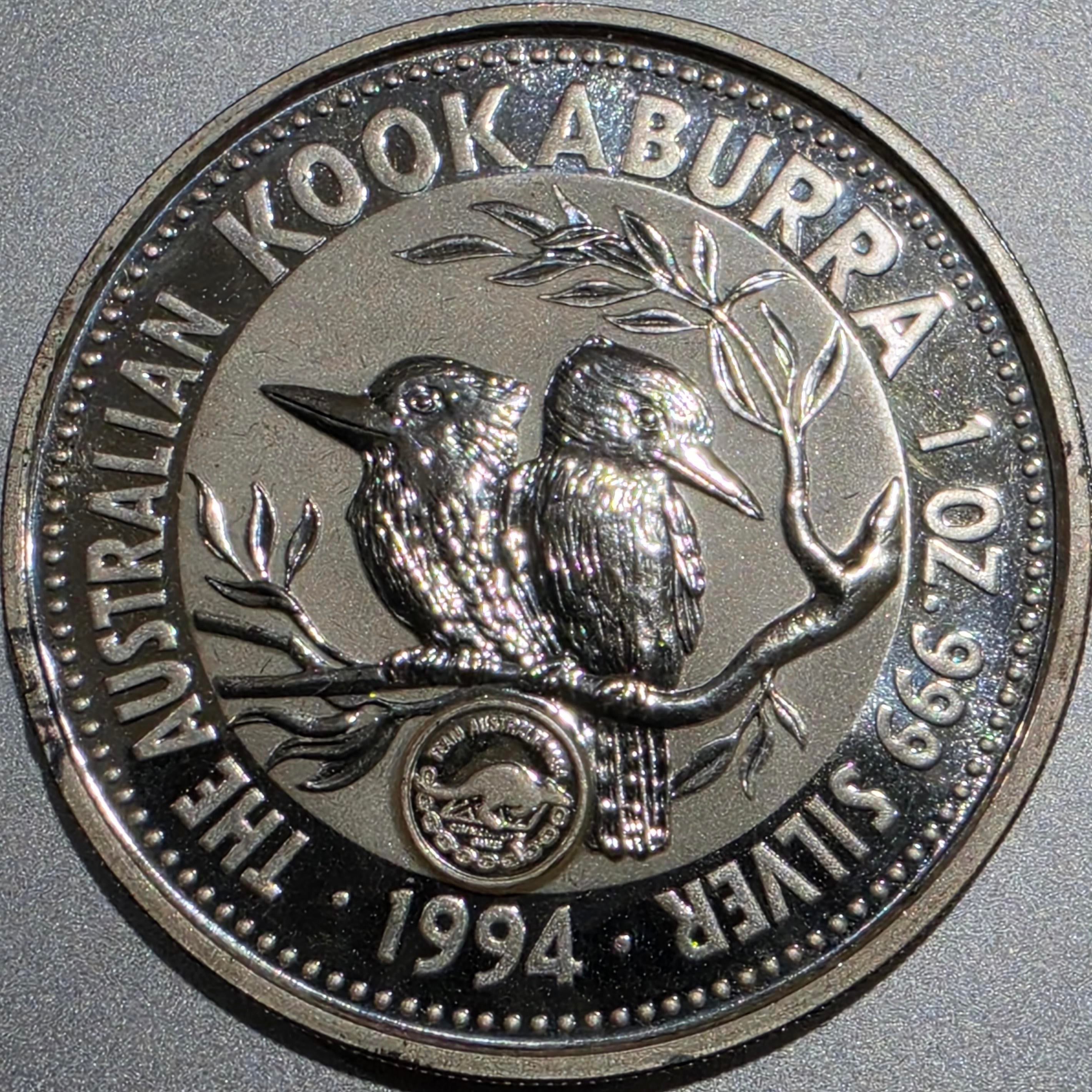 1994 1oz .999 silver Australian Kookaburra