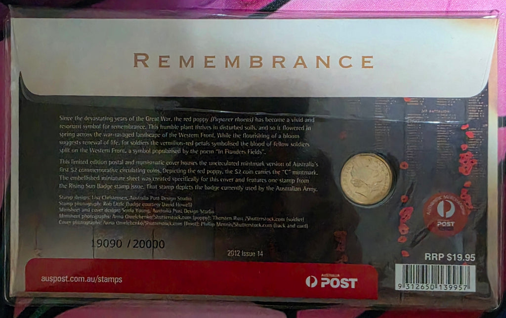 2012 $2 C mint remembrance Red Poppy