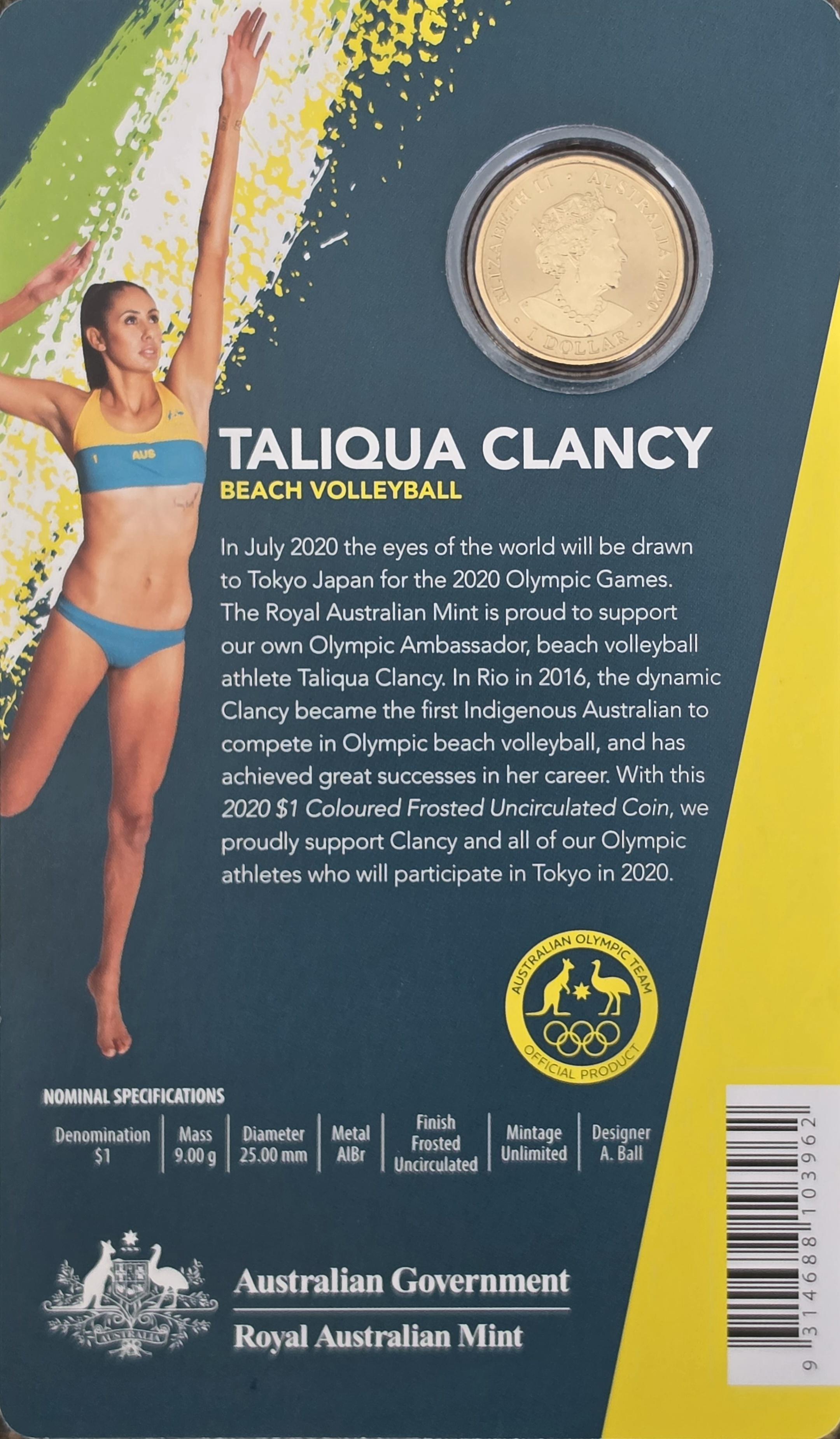 2020 Australian Olympic Team $1 coloured coin