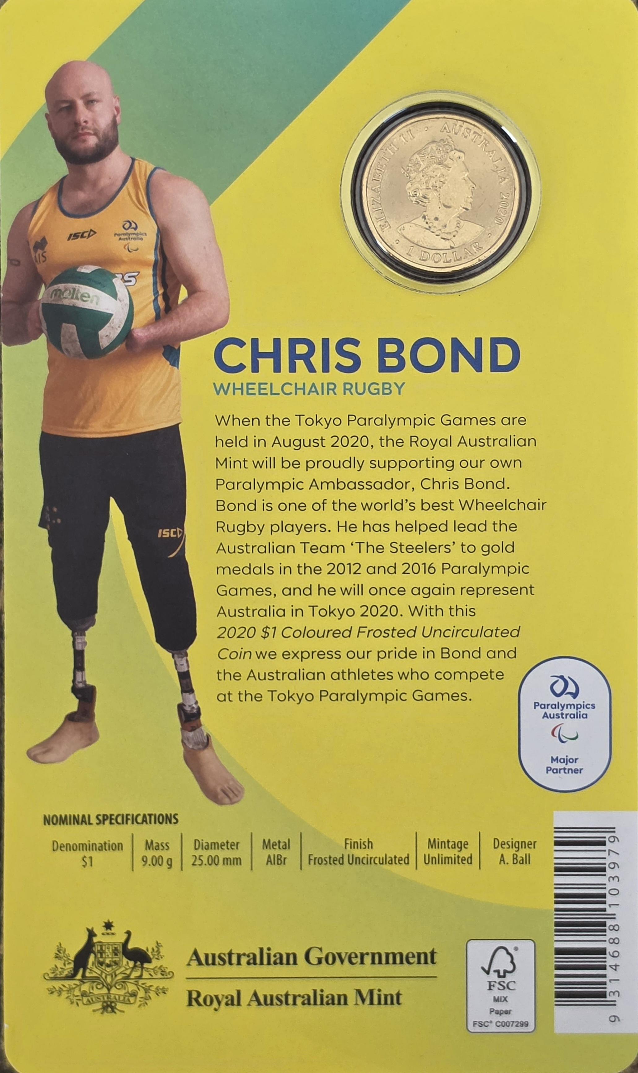 2020 Paralympics Australia coloured coin