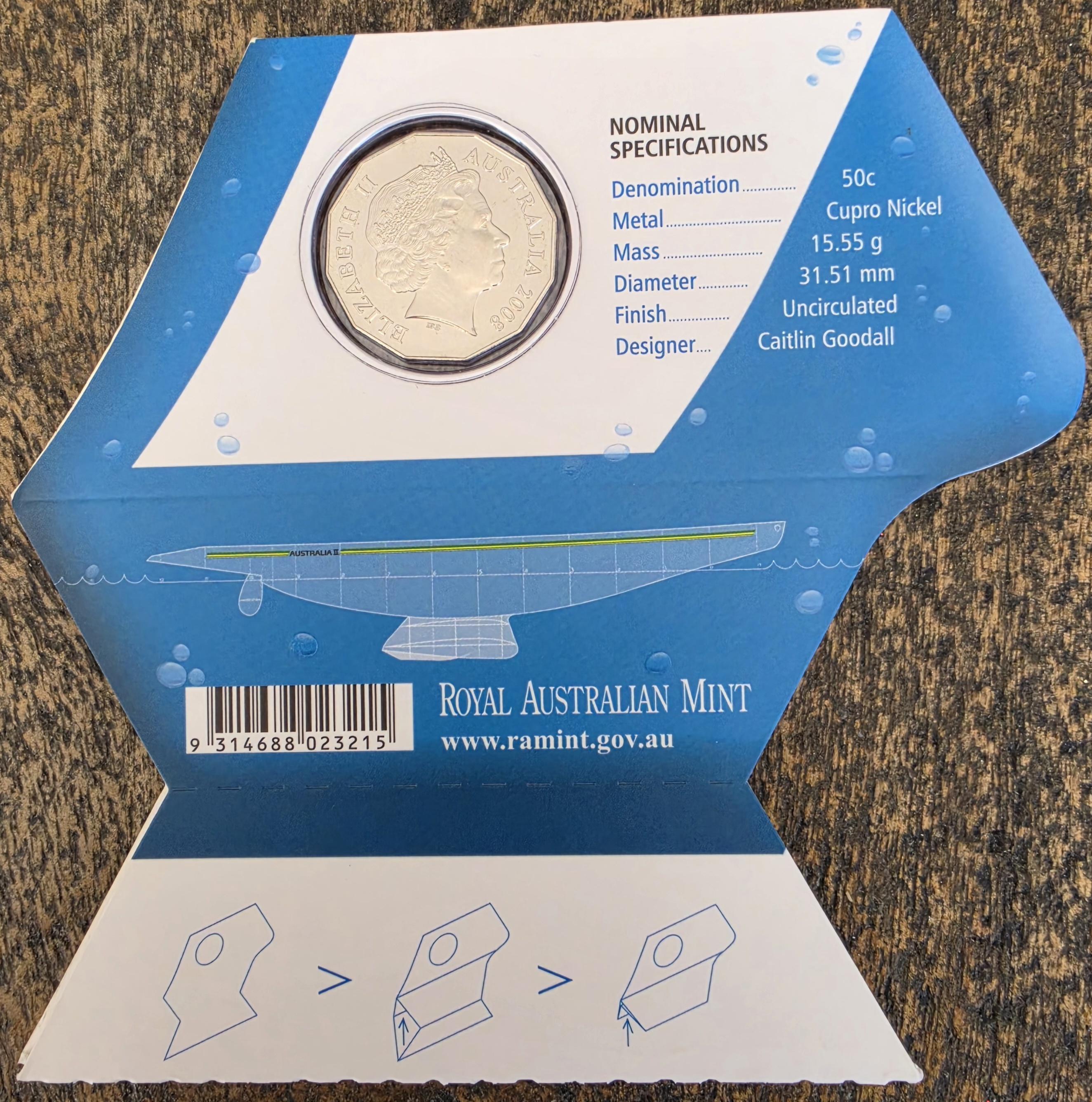 25th Anniversary Australia 2 victory 50c coin