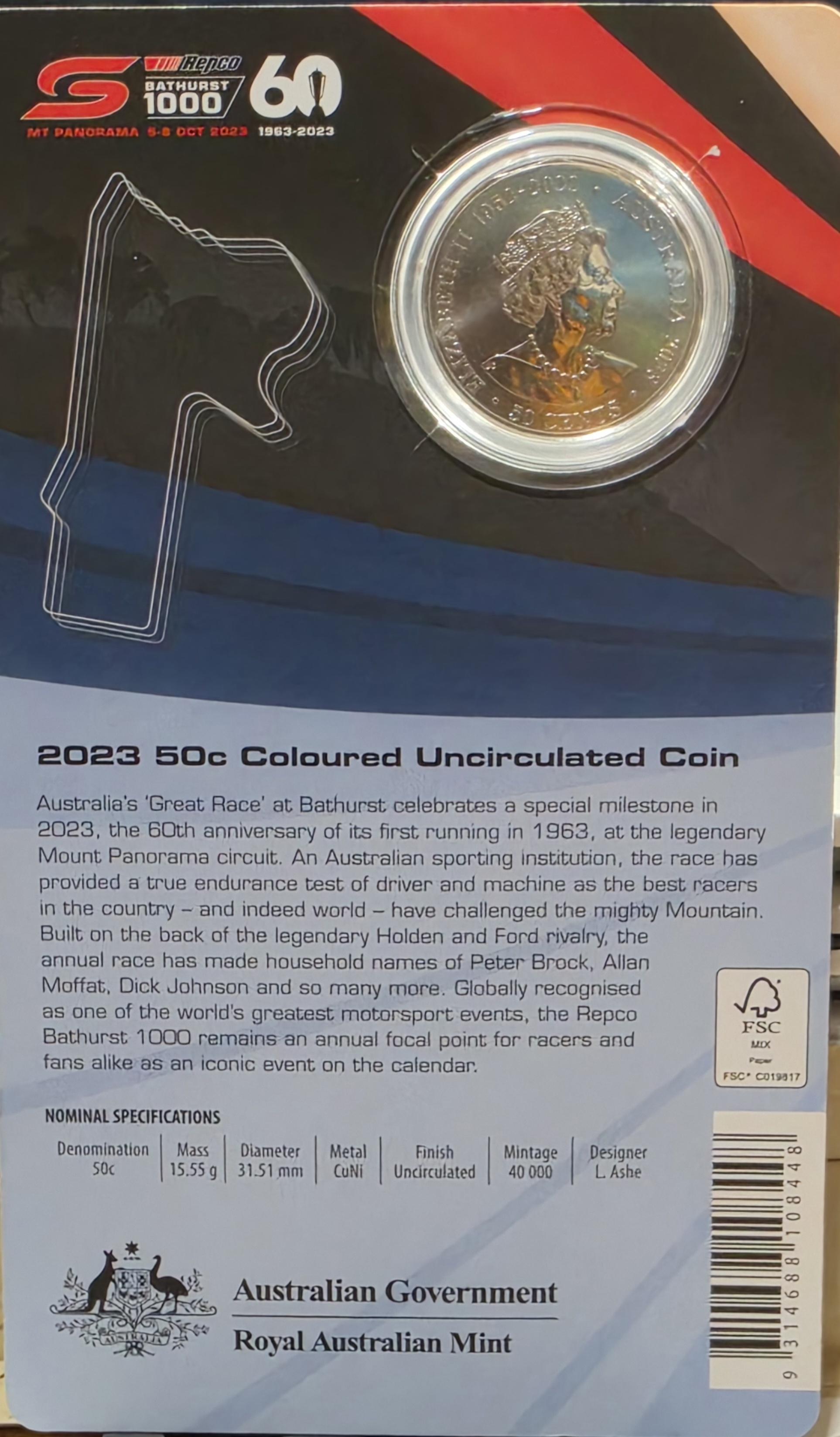 2023 Bathurst coloured coin