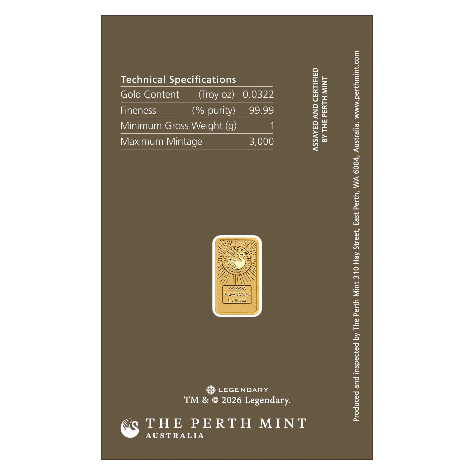 Dune 1g Gold coloured Minted Bar