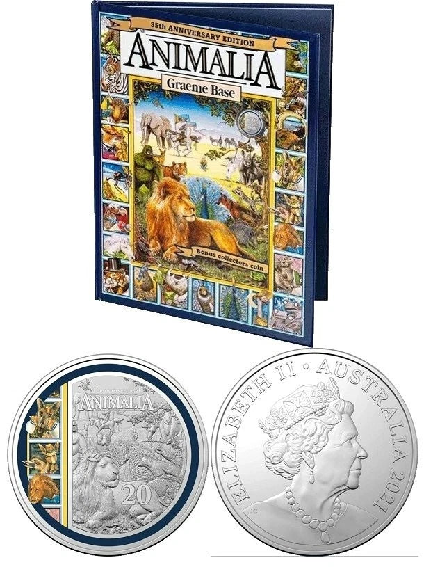 2021 Animalia 35th Anniversary 20c Coloured uncirculated Coin with BOOK