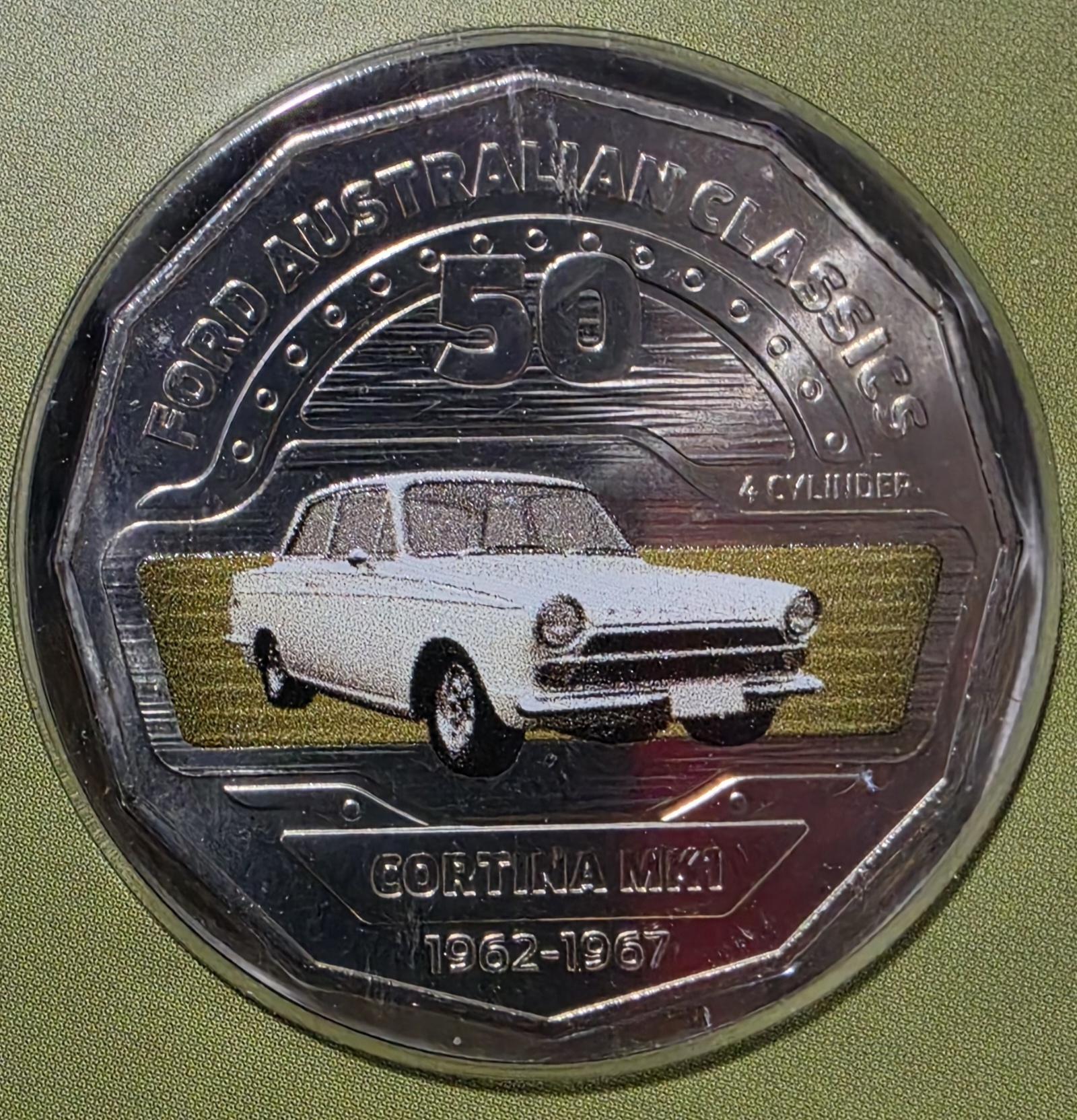 2017 Cortina coloured 50c in folder
