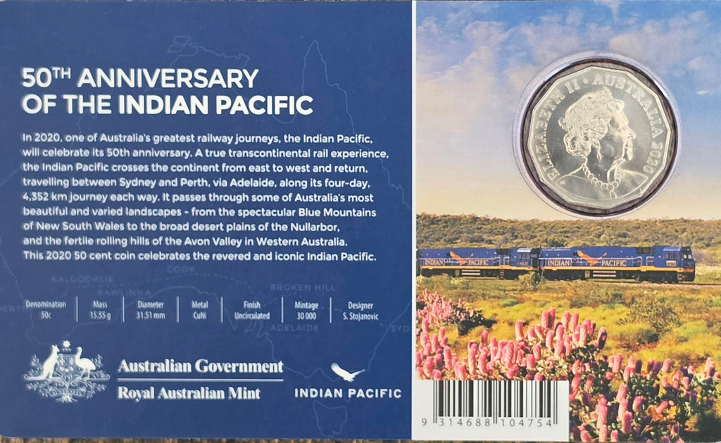 2020 Indian Pacific Train 50c coin PNC