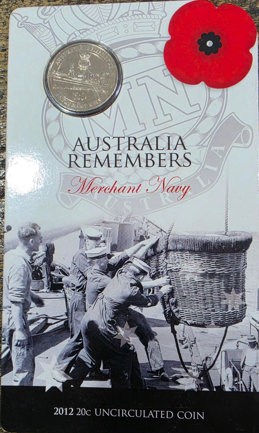 2012 Merchant Navy uncirculated 20c coin