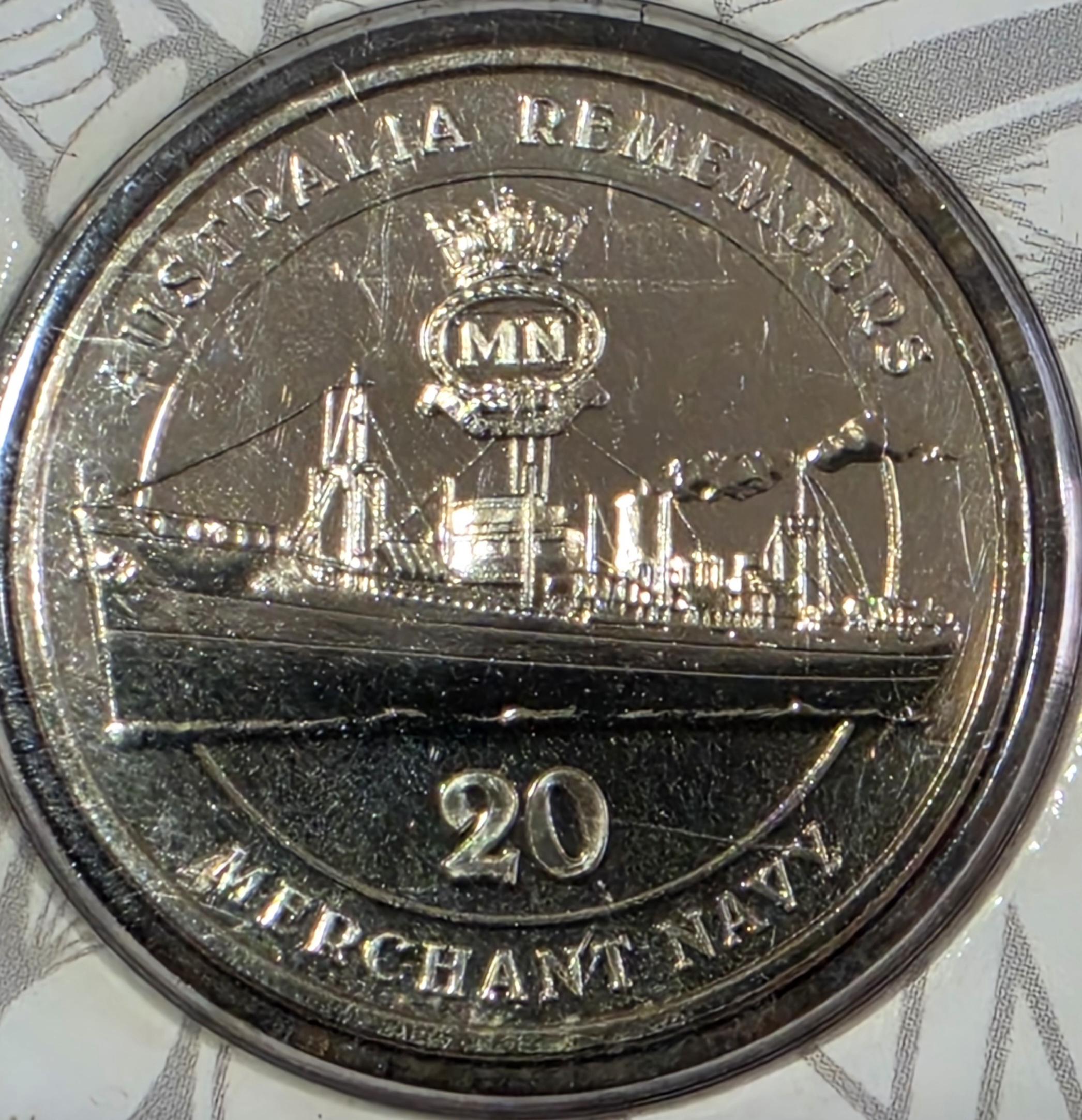2012 Merchant Navy uncirculated 20c coin