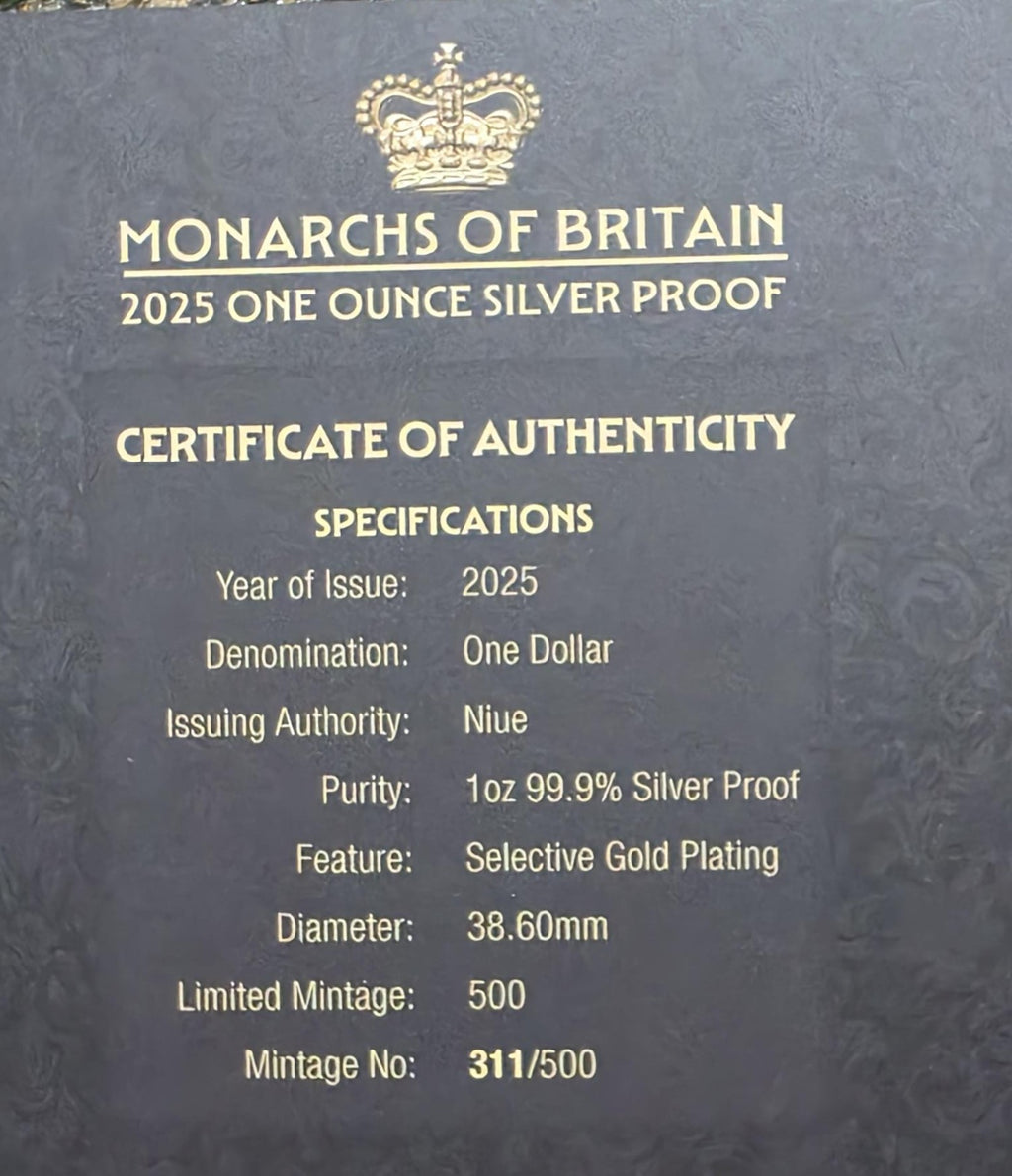 2025 monarchs of britain 1oz silver