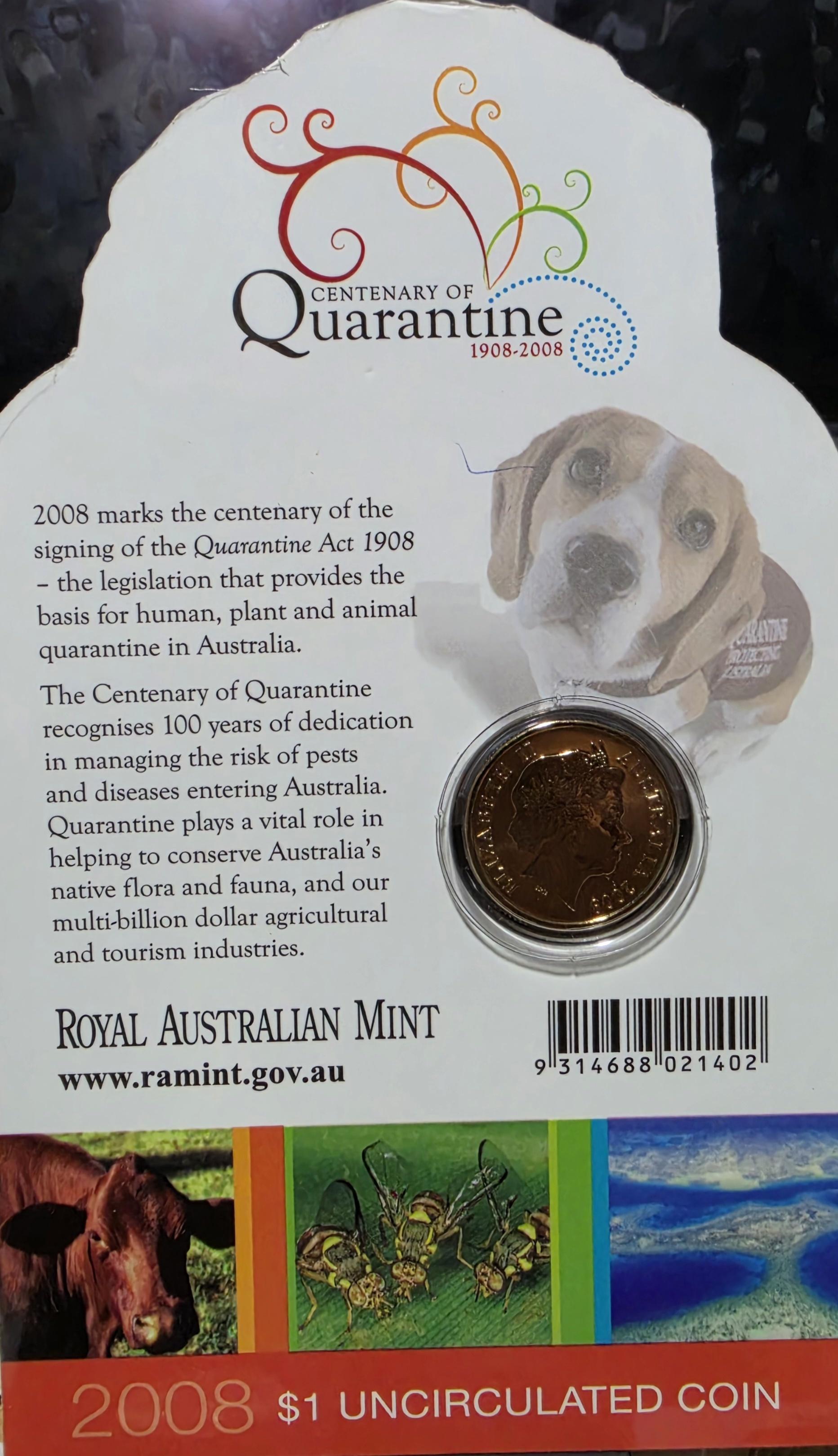 2008 centenary of quarantine $1 coin
